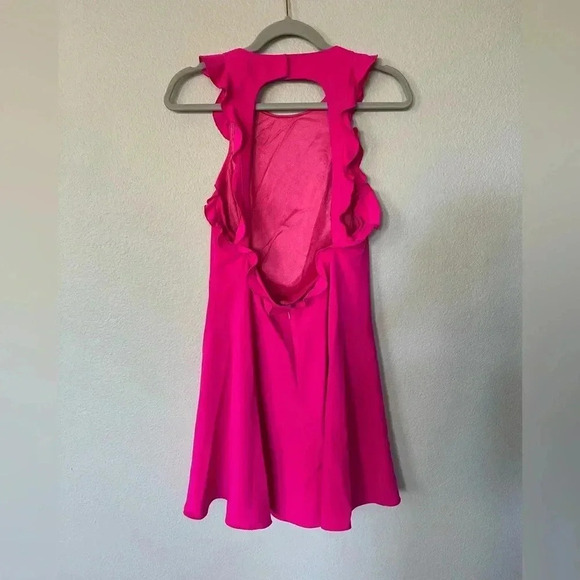 JayGodfrey Fuchsia Ruffle Fit & Flare Mini Dress Women’s Size 10 - Picture 5 of 16